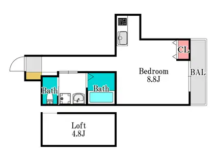 フィユメゾン学南町(ワンルーム/1階)の間取り写真
