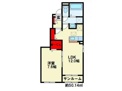 ハーベスト I(1LDK/1階)の間取り写真