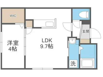 北広島市中央4丁目MS A棟(1LDK/2階)の間取り写真