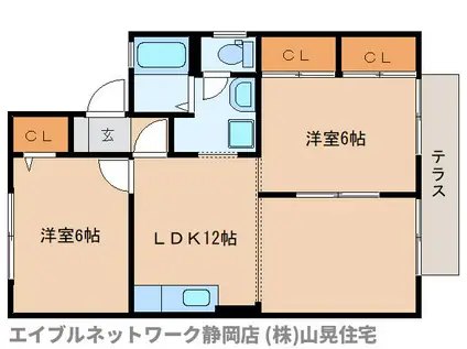 ファルコムS(2LDK/1階)の間取り写真