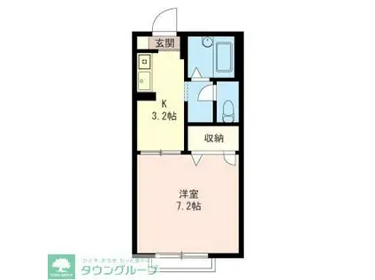 クレール国立(1K/2階)の間取り写真