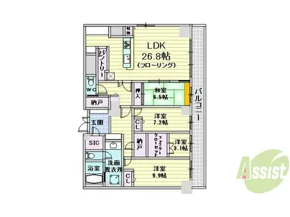 グランセジュール江坂(4LDK/13階)の間取り写真