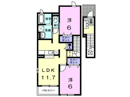トゥルースラルジュIII(2LDK/2階)の間取り写真