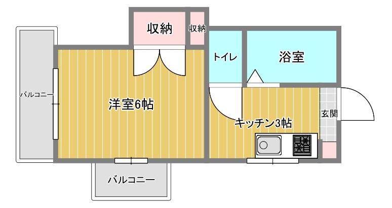 キャッスル東山手(1K/2階)の間取り写真