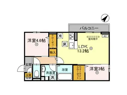 TELLME 和華 II(2LDK/3階)の間取り写真