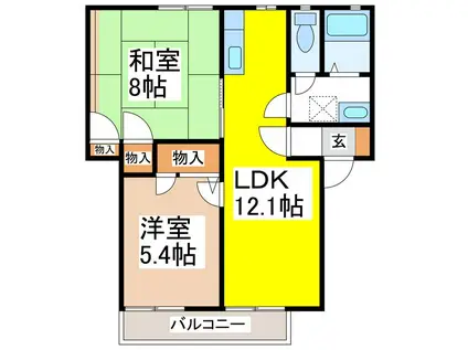 エターナル千曲(2LDK/2階)の間取り写真