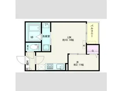 JACK UCHIDABASHIII(1LDK/2階)の間取り写真