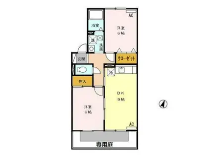 ミレニーHIRO B(2DK/1階)の間取り写真