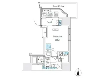 エスタート入谷I(1K/4階)の間取り写真