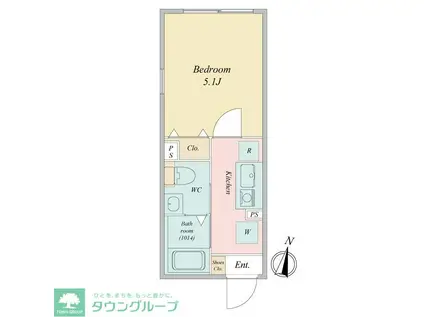 LIVEFLAT恵比寿 (1K/1階)の間取り写真