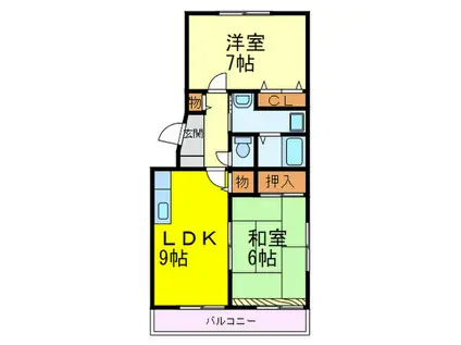 テルヌーラ高木II(2LDK/2階)の間取り写真