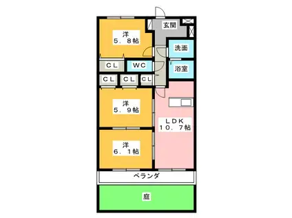 インシエーメ(3LDK/1階)の間取り写真
