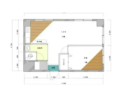 山田ビル(1LDK/4階)の間取り写真