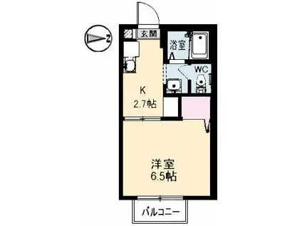 ラ・コート津倉(1K/2階)の間取り写真