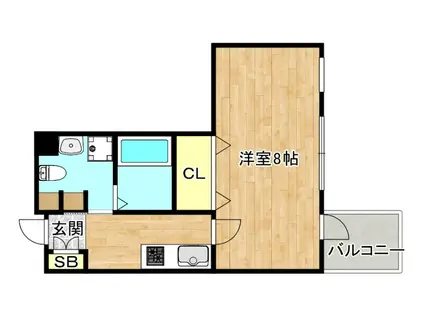 ベリーウェル阿倍野(1K/6階)の間取り写真