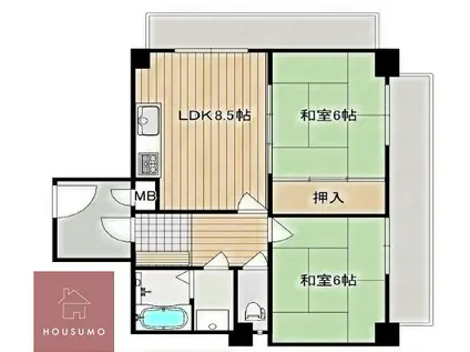 イスズハイツベル加島(2LDK/2階)の間取り写真