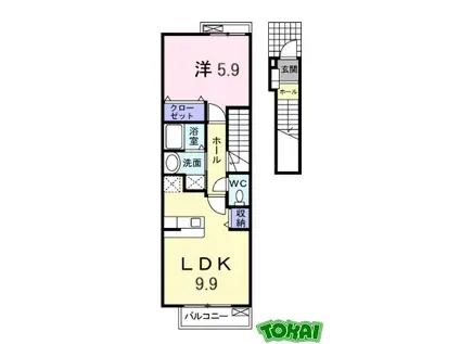 アステルン(1LDK/2階)の間取り写真