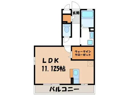 サクラテラス(ワンルーム/1階)の間取り写真