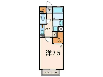 ソレイユイースト(1K/2階)の間取り写真