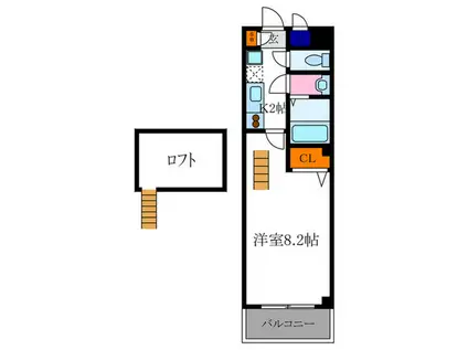 サンパティオ北白川(1K/2階)の間取り写真