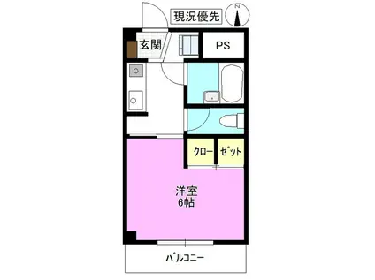 コンフォルト三輪(1K/1階)の間取り写真