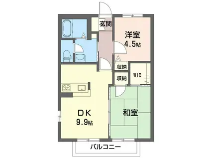 グロアール(2DK/1階)の間取り写真