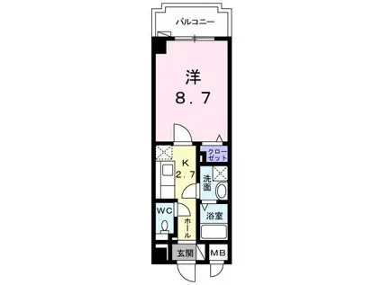 エレガントTABARU(1K/3階)の間取り写真