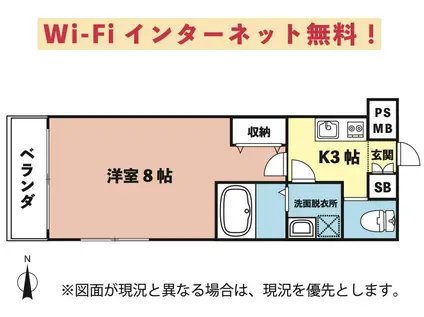 ベルフィオーレ四谷(1K/4階)の間取り写真