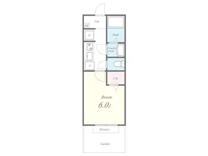 ボスコモンテI(1K/1階)の間取り写真