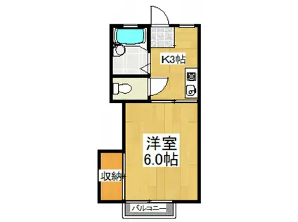 ラズライト(1K/2階)の間取り写真