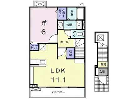 アジュール(1LDK/2階)の間取り写真