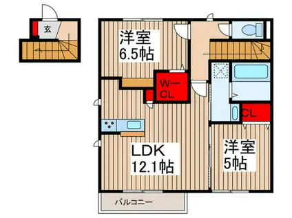 LA LUMIERE B(2LDK/2階)の間取り写真