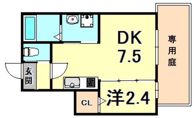 メゾンKPC(1DK/1階)の間取り写真