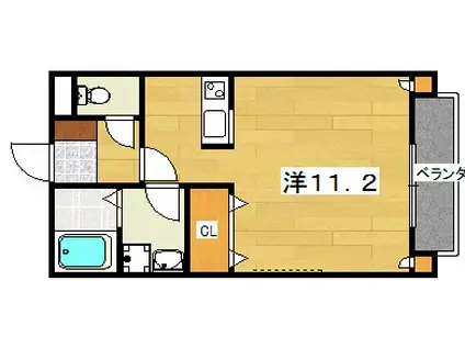 ベルリード交野(ワンルーム/1階)の間取り写真