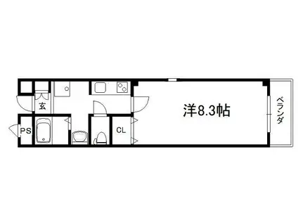 ポエムガーデン新田辺(1K/3階)の間取り写真