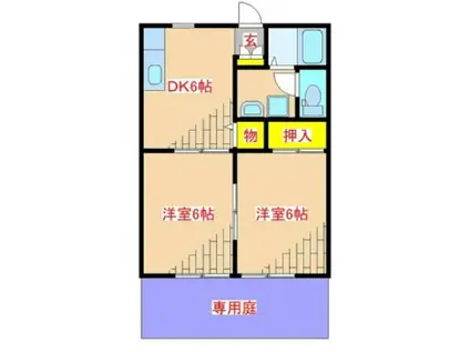 グランシャリオB棟(2DK/1階)の間取り写真