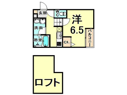 ACROSS GRADO(1K/2階)の間取り写真