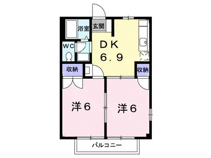 ハートフル田中(2DK/2階)の間取り写真