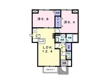 ユニメゾン葛原A棟(2LDK/1階)の間取り写真