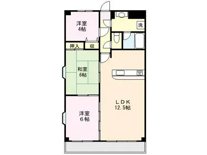 MONA-B(3LDK/6階)の間取り写真