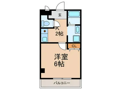 ラムール六甲山ノ手(1K/1階)の間取り写真