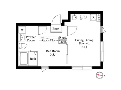 カーサピアッツァ浅草本所(1LDK/5階)の間取り写真