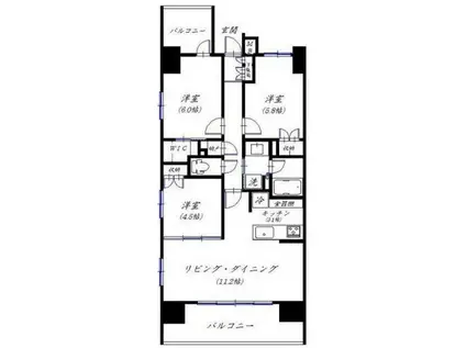 パレステージ金町(3LDK/11階)の間取り写真