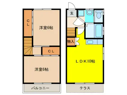 キャナル・ワン(2LDK/1階)の間取り写真