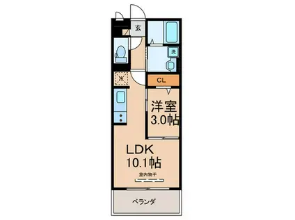 D-ROOM M-FIVE(1LDK/3階)の間取り写真