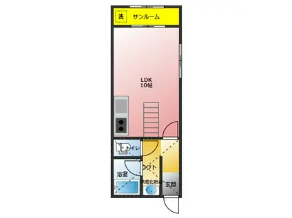 ソシアルコート八橋(ワンルーム/2階)の間取り写真