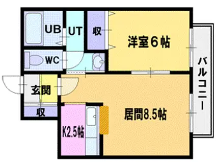 ティアラ大谷地Ⅰ(1LDK/4階)の間取り写真