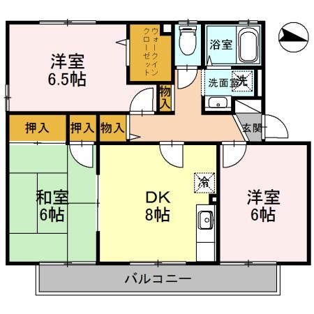 エスポワール二見(3DK/2階)の間取り写真
