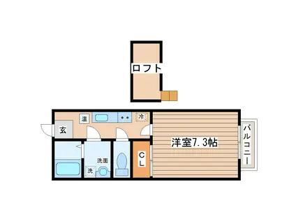 ディオール壱番館(1K/2階)の間取り写真