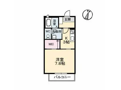 プランタン A棟(1K/1階)の間取り写真